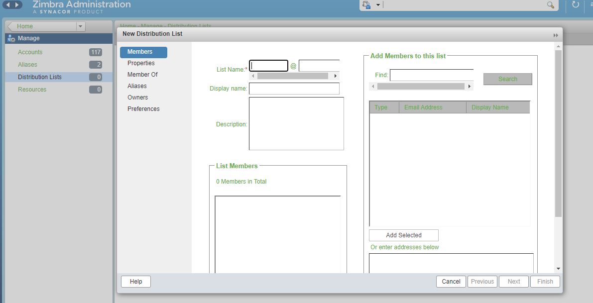 Create a Distribution List or Mailing List in Zimbra mail server